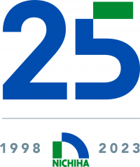 A green and blue 25 graphic, honoring Nichiha's 25th anniversary